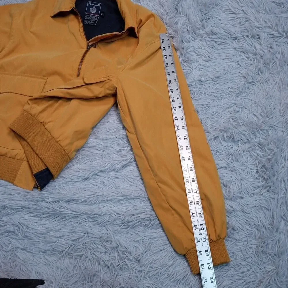 Vintage Faconnable‎ Jacket Mens S Yellow Ribbing Wool Blend Water Resistant - Picture 5 of 12